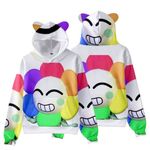 JAKEYU Kids Dandy's World Hoodie Boys Dandy's World 3D Figure Printed Sweatshirt Kids Dandy's World Cat's Ear Shaped Hoodie (J,140CM,9 Years,10 Years)