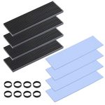 ELUTENG M.2 SSD Heatsink 4PCS 2280 SSD Heat Sink with NVMe SSD Thermal Pad NVMe Heat Sink with 8 Black Rubber Straps for PC/PS5 M.2 PCIE NVMe SSD or M.2 SATA SSD