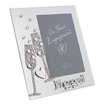 "Engaged" 6x4" Mirrored Glass Photo Frame with Champagne Flutes Motif