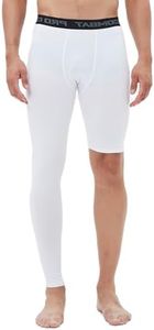 Men's Basketball Single Leg Tight Sports Pants 1/2 One Leg Compression Pants Athletic Base Layer Underwear, White-right-long, Large