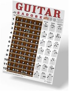 Guitar Fretboard and Chord Chart Instructional Poster