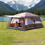 Camping Tent for Adults 9-12 Persons Waterproof Outdoor Dome Camping Tent for Family Travel, Picnic, Hiking, Portable Trekking Dome Tent House Inflatable Tent for Camping(Brown L - 430 X 305 X 200cm)