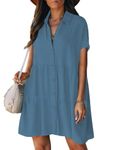 Bsubseach Beach Cover Ups for Women 2024 Maternity Loose Button Down Dress for Swimwear Pool Swimsuit Cover Up Shirt Haze Blue XL