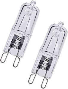 AIMALL 2pcs 25W G9 Warm White Halogen Oven Dimmable Bi-Pin Light Bulb 220-240V 2000hr, No Transformer Needed