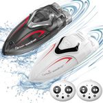 OBEST Mini Remote Control Boat for Kids, 2PCS Boats Toy with Inflatable Pool, Cool Lighting Waterproof RC Boats for Indoor and Outdoor