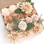 Artificial Flowers Combo Box Set Gradient Color Flower Leaf with Stems for DIY Wedding Bouquets Centerpieces Baby Shower Party Home Decorations (Nude Color) one size