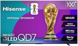 Hisense 100" Class QD7 Series Mini-LED 4K UHD Smart Fire TV (100QD7QF, 2025 Model) - QLED, 144hz, HDR10+, Dolby Vision, Dolby Atmos, Game Mode Pro, ALLM, Alexa Built in with Voice Remote, Black