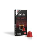 MUST, 100 Coffee Capsules in 100% Recyclable Aluminum, 100% Arabica Blend Intensity 6/8, 10 Packs of 10 Capsules, Compatible with Nespresso Machine, Made in Italy