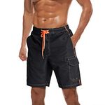 EKLENTSON Black Swimming Shorts for Men Quick Dry Board Shorts Casual Watershorts