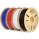 ELEGOO Rapid PLA Plus Filament 1.75mm Black/White/Red/Blue 4KG, PLA+ 3D Printer Filament Max 600 mm/s High Speed Printing Toughness Highly Fluid Printing, Dimensional Accuracy +/- 0.02 mm