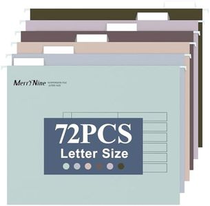 Merrynine 72pcs Hanging File Folders Letter Size, Paper Filing Cabinet Folders Organizer with 1/5-Cut Tabs and Inserts, Suspension File Organizers for Office School Home Hospital, Assorted Colors