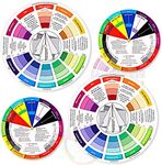 4 Pcs Color Wheel, Paint Mixing Learning Guide Art Class Teaching Tool Color Wheels for Makeup Blending Board Chart Color Mixed Guide Mix Colors (5.5 Inches, 9 Inches)