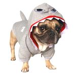 iChoue Shark Dog Halloween Costumes Clothes Sweater Cute Funny for French Bulldog Cold Weather Winter Coats Hoodies Frenchie English Pug Pitbull Corgi Puppy - Grey/Medium