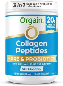 Orgain 20g Collagen Peptides + Prebiotic & Probiotics Powder, 1lb | Grass fed hydrolyzed collagen with 1 billion CFU, type I & III for women & men supports digestive, hair, skin & joint health