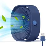 Simpeak Mini USB Desk Fan Cooling Quiet Portable Blue USB Powered ONLY (No Battery), 3 Speed Setting 360° Adjustable Swivel for Home and Travel