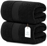 White Classic Luxury Soft Black Bath Sheet Towels - 650 GSM Cotton Luxury Bath Towels Extra Large 35x70 | Highly Absorbent and Quick Dry | Hotel Collection Extra Large Bath Towels Oversized, 2 Pack