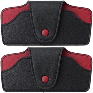 GELVTIC Sunglasses Holder for Car Visor Vegan Leather Glasses Case with Clip Automotive Interior Visor Accessories