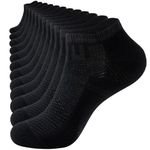 SockWaddles Trainer Socks, Anti Blister Cushioned Ankle Socks Mens, Low Cut Breathable Running Socks Women, Cotton Sports Socks, Casual Short Athletic Gym Sock (6 Pairs) Black, 9-12