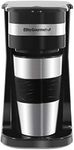 Elite Gourmet EHC111A# Single Serving Filter Coffee Maker, Compact, Plus Thermal Travel Mug with Stainless Steel Inner, for Ground Coffee, Reusable Filter, 398 ml, Black