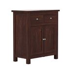 WOODSTAGE Solid Sheesham Wood Sideboard Cabinet with 2 Drawers 2 Door Storage for Living Room Home Office Hall Wooden Sideboard Cabinet Drawers Furniture (Walnut Finish)