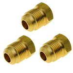 HongBoW Hardware 3 Pcs Brass Flared Plug 3/8" Tube OD, SAE 45 Degree Flare Tube Fitting