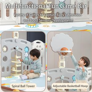 Adventure Lion Baby Playpen – White/Grey Safety Play Yard