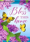 The Bridge Collection 18" 'Bless This Home' Lilacs and Butterflies Garden Flag - Floral Hanging Flag - Flowers and Butterfly Flag - Purple Garden Decor - Floral Welcome Flag