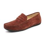 LOUIS STITCH Men's Rosewood Red Suede Leather Loafer Slip ons Penny Casual Loafers for Men 6 UK (SURW)