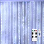 2024 New Fairy Curtain Lights for Bedroom 300 LED, Jezoll Christmas String Lights USB Plug in 8 Modes Wall Hanging Twinkle with Remote Control for Wedding Party Backdrop Decor White (9.8x9.8FT)