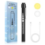 CAVN Rechargeable Pen Light with Pupil Gauge LED Penlights for Nurses Doctors, Warm/White Light, USB Rechargeable Medical Penlight Gifts for Nurses Nursing Student (Black)