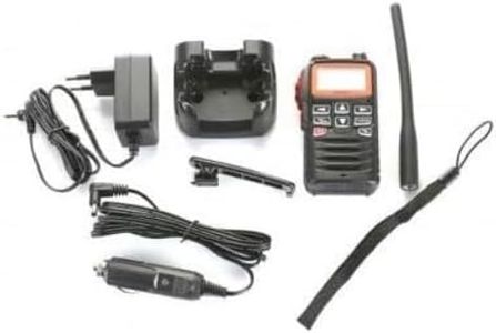 Standard Horizon HX40E Marine VHF Handheld Transceiver, Red/Black, Waterproof, 12.0 Volts, Lithium-Ion Battery, 7-9 Hours Battery Life, For Adults, Includes Charger Cradle & Manual