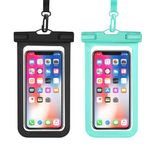 OHIFAST Waterproof Phone Pouch, Universal IPX8 Cell Phone Floating Casemate for iPhone 15 14 13 Pro Max Plus Samsung Galaxy S23 S22 Ultra up to 7" Essential for Beach Cruise, 2 Pack(Black+Light Green)