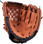 ZYYRSS Baseball Glove for Kids/Youth/Adult, Softball Gloves,Sports Batting Gloves PU Leather Left Hand Glove, Right Hand Throw (Brown, 10.5 inch)