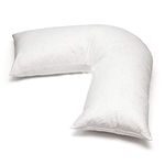 I MS I Duck Feather & Down - V Shaped Pillow Only Washable, Anti Dust Mite Nursing Pregnancy and Back Support Pillow WITH FREE WHITE 100% EGYPTIAN COTTON CASE