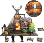DIY Miniature House Kit for Adults - Mini Wooden Building House with LED & Dust Proof Acrylic Cover, Tiny Dollhouse Hunting Cabin with Unfixed Drawers & Door, Ideal Gift for Teens Friends Lovers