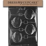 Dress My Cupcake DMCH088 Chocolate Candy Mold, Plain Pumpkin Lollipop, Halloween