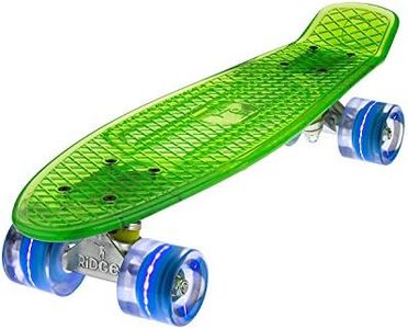 Ridge Skateboards Unisex's Blaze Mini Cruiser Skateboard-Transparent Deck LED, 22-Inch, Green-Blue