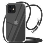 YESPURE Crossbody Case for iPhone 11 6.1",Clear Soft Slim TPU Phone Case for iPhone 11 with Adjustable Neck Cord Lanyard Strap - Black