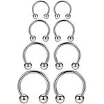 SCERRING 8PCS 16G G23 Titanium Horseshoe Septum Ring Nose Rings Hoop Helix Daith Cartilage Tragus Earrings Nipple Eyebrow Body Piercing Jewelry 8mm 10mm 12mm 14mm