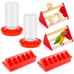 6 Pcs Chick Feeder and Waterer Kit with Chick Perch 2 Plastic Chicken Automatic Drinkers 2 Flip Top Poultry Feeder 2 Chicken Starter Kit for Coop and Brooder for Small Poultry Baby Chicks Ducks Quail