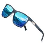 DUCO Unisex Metal Classic Polarised Sunglasses Mens with UV400 Protection for Outdoor Sports 3029H (Blue Frame Revo Blue Lens)