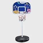 VEGALA Adjustable Basketball Hoop for Kids Indoor Outdoor Sport Play Liftable Shooting Toy Basketball Goal Inground Portable and Easy to Assemble Round Base 2 Colors (Color : Blue)