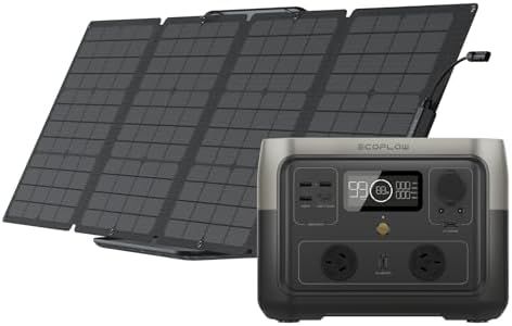 ECOFLOW RIVER 2 MAX Portable Power Station with 110W Solar Panel, 512Wh LiFeP04 Battery/ 1 Hour Fast Charging, Up To 1000W Output, Solar Generator for Outdoor Camping/RVs/Home Use