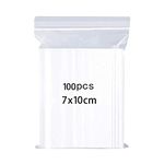 100 Grip Seal Bags, Small Clear Plastic Bags, Resealable Storage Pouches, Poly Zip Lock Bags, Perfect for Kitchen Storage, Jewellery, Diamond Painting, Small Cookies and Sweets (7x10cm)