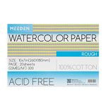 MEEDEN Watercolor Paper Block, 100% Cotton Watercolor Paper Pad of 20 Sheets, 140lb/300gsm, Acid-Free Art Paper for Watercolor, Gouache, Ink and More, 10" x 7" Rough Grain