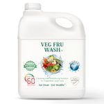 VEG FRU WASH Natural Vegetable & Fruit Wash Disinfectant Liquid - 5L | WORKS in 60 SEC | Safe To Use On Veggies & Fruits | Produce Cleaner for Freshness & Safety | Removes Pesticides & Bacteria