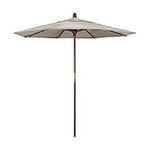 California Umbrella 7.5' Round Hardwood Frame Market Umbrella, Stainless Steel Hardware, Push Open, Olefin Woven Granite