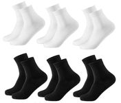 Warmfinity Cotton Socks For Men, Women's Office Boys And Girls School Socks (3 Pair Black & 3 Pair White, Ankle Length)