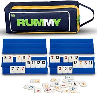 Point Games Classic Rummy Cube Game Full Size, with 3 Tier Foldable Racks and Tiles, in a Super Durable Canvas Travel Bag