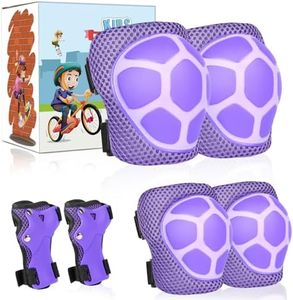 SAMIT Knee Pads for Kids 3-8 Years Boys Girls Protective Gear Set Toddler Knee and Elbow Pads with Wrist Guards 6 in 1 Safety Gear Skating Cycling Bike Rollerblading Scooter Roller Skates (Purple)